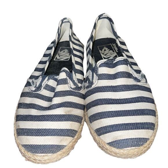 Vans fabric and fiber slip-on shoes in blue and white stripes size 7 - Picture 1 of 7